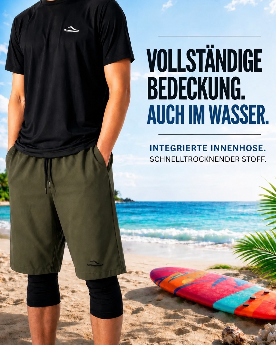 Premium-Badeshorts – dezent und bedeckend